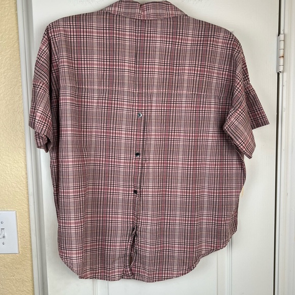 Madewell Pink Hartley Plaid Courier Button Back Boxy Cotton Shirt Size S - Picture 3 of 7